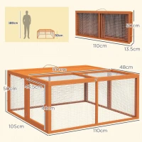 PawHut Wooden Folding Rabbit Hutch, for 2-3 Rabbits - Orange(m-3)