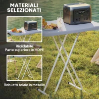 Outsunny Tavolino da Giardino Pieghevole ad Altezza Regolabile, in Metallo e HDPE, 76x50x74 cm, Grigio Scuro(m-6)
