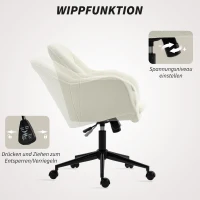 HOMCOM Krzesło biurowe z pokryciem z tkaniny aksamitnej, krzesło toaletkowe z łukowatym oparciem, do sypialni, salonu, beżowe(m-6)