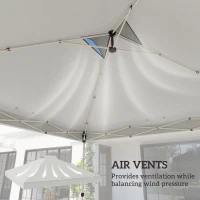 Outsunny Gazebo Roof Replacement UV50+ Waterproof Pop Up Canopy Cover with 8 Drainage Holes 3 x 3 m White(m-5)