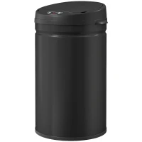 HOMCOM Poubelle cuisine automatique 30L acier inoxydable, poubelle à couvercle à fermeture en douceur, 32x30,5x51cm, noir(m-1)