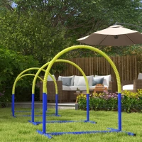 PawHut Agility-Set für Hunde, Hundetraining, 4 Bögen, für Einsteiger, mit Tragetasche, blau+gelb, 88 x 64 x 95cm(m-7)