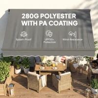 Outsunny Markiza Balkonowa 350 x 300 cm z Korbą i Uchwytami Ściennymi, Regulowany Kąt Nachylenia(m-4)