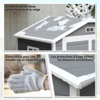 Outsunny Abri de jardin cabanon en résine polypropylène 2,12 m² - 2 portes 1 fenêtre et 1 grille d'aération, toit à pignon, gris(m-9)