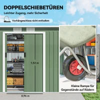 Outsunny Tuinhuis tuinhuisje met schuifdeur raam buiten staal lichtgroen(m-5)