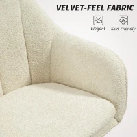 HOMCOM Krzesło biurowe z pokryciem z tkaniny aksamitnej, krzesło toaletkowe z łukowatym oparciem, do sypialni, salonu, beżowe(m-4)