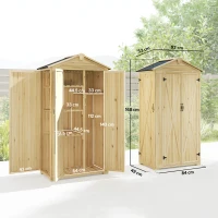 Outsunny Casetta da Giardino Porta Attrezzi a 3 Porte In Legno, 93x53x168 cm, Legno Naturale(m-3)