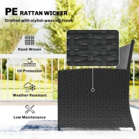 Outsunny 6 Piece Rattan Garden Furniture, Space-Saving Patio Furniture Set with Nesting Tables, Chairs, Stools, Cushions, Black(m-6)