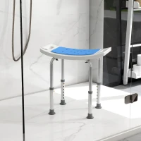 HOMCOM Height Adjustable Bathroom Stool, Shower Chair with Padded Seat and Non-Slip Foot Pads, Blue(m-3)