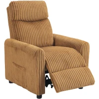 HOMCOM Sillón Relax Reclinable Manual Tapizado en Pana Instalación Rápida Reposapiés Acolchado Grueso Marrón(m-10)
