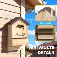 PawHut Set de 3 Căsuțe pentru Lilieci din Lemn de Brad, 21,5x11,5x34 cm, Lemn Natural(m-7)