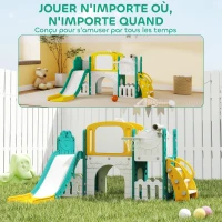 AIYAPLAY Toboggan pour enfant 7 en 1 avec panier de basket, télescope, rangement, tunnel, escalade, tableau de dessin, jaune(m-8)