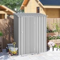 Outsunny 5ft x 3ft Garden Storage Shed, Outdoor Metal Shed with Sloped Roof, Aluminium Grey(m-8)