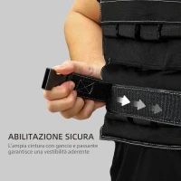 SPORTNOW Gilet Zavorrato Regolabile 20kg con 20 Pesi, Gilet con Strisce Catarifrangenti, 50x40 cm, Nero(m-5)
