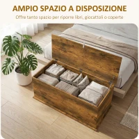 HOMCOM Panca Contenitore Multiuso in Legno per Camera da Letto e Ingresso, 120 kg, 100x40x40 cm, Marrone(m-4)