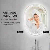 kleankin 700 x 500mm Bathroom Mirror with LED Lights Makeup Mirror with Anti-fog Touch, Switch, Vertical or Horizontal(m-6)