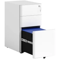 Vinsetto Aktenschrank aus Metall, Büroschrank, 3 Schubladen, rollbar, Weiß(m-11)