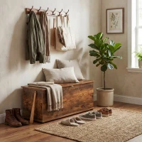 HOMCOM Panca Contenitore Multiuso in Legno per Camera da Letto e Ingresso, 120 kg, 100x40x40 cm, Marrone(m-10)