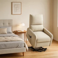 HOMCOM Poltrona Alzapersona Small Elettrica Reclinabile con Telecomando e Tasca Tessuto, 150kg, Beige(m-14)