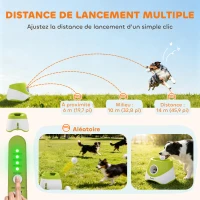 PawHut Lanceur de Balles Automatique avec 3 Balles en ETPU, 3 Réglages de Distance 6m/10m/14m, Intérieur et Extérieur, Vert(m-5)