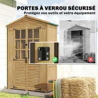 Outsunny Abri de jardin Armoire de jardin pour outils avec Étagères et Fenêtres en Acrylique, 128 x 57,5 x 197 cm marron clair(m-8)