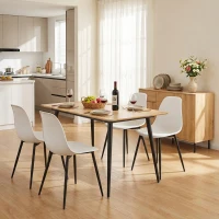HOMCOM Table à manger pliante table extensible 120-160 cm jusqu'à 6 à 8 personnes avec pieds en acier, naturel(m-2)