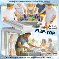 Outsunny Koelwagen met 56L capaciteit, serveerwagen met wielen, flesopener, onderste plank, handgreep, mobiele drankwagen, grijs(m-6)