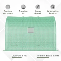 Outsunny Serra da Giardino con Copertura in Plastica, Resistente ai Raggi UV, 3 Piani, Porte a Rullo, Verde(m-6)
