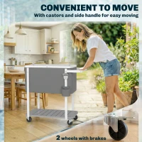 Outsunny Carrello frigo 56 L con ruote e ripiano inferiore, Grigio(m-4)