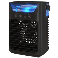 HOMCOM Desk Fan with Adjustable Head, 3-Speed Small Fan with 700ml Water Tank Black(m-11)