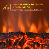 HOMCOM Șemineu Electric Încorporabil sau de Podea 2000W din Plastic și Metal, Auriu, 48x19x59cm(m-4)