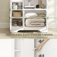 HOMCOM Aparador Moderno com Porta de Vidro Gaveta Prateleira Aberta e Prateleiras Ajustáveis Móvel Auxiliar 80x30x82cm Branco(m-5)