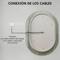 kleankin Espejo Baño con Luz 70x50 cm 3 Colores de Luz, Función Antivaho, Función de Memoria, IP44, Horizontal/Vertical(m-8)