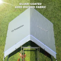 PawHut Wybieg dla kur z ocynkowanej stali z odpornym dachem UV, zamykanymi drzwiami 2x2x2 m, srebrny(m-7)