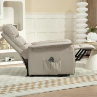 HOMCOM Sillón Relax Reclinable Eléctrico Levanta Personas con Mando a Distancia y Bolsillo Lateral Sillón Elevador Beige(m-8)