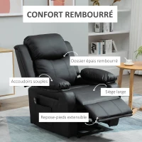 HOMCOM Fauteuil releveur électrique fauteuil relax électrique avec repose-pied télécommande et 2 pochettes 76x90x105cm noir(m-7)