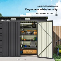 Outsunny 3.7 x 7.9ft Galvanised Steel Shed, with Latched Door and Padlock - Grey(m-6)