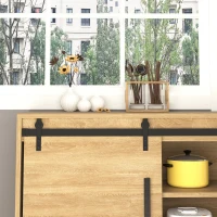 HOMCOM 183 cm Schiebetür Komplettset Schiebetürsystem mit Bodenführung, Schiebetür Laufschiene, Laufrollen Schiebetürbeschlag aus Kohlenstoffstahl für Doppelschiebetür(m-7)