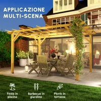 Outsunny Pergola da Giardino 3 x 4 m in Legno per Piante Rampicanti, Pergola da Esterno, Legno Naturale(m-9)