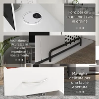 HOMCOM Scrivania per PC Ergonomica con Mensole, Armadietto, Cassetto e Piano Tastiera Estraibile, 120x60x74 cm, Bianca(m-6)