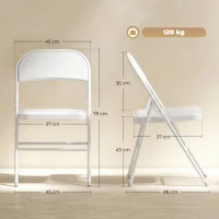 HOMCOM Set de 6 scaune pliante pentru dining portabile cadru din oțel 45 x 46 x 78 cm alb(m-3)