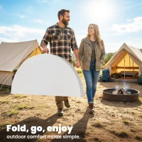 Outsunny 120 cm Folding Picnic Table, Camping Table with Non-slip Foot Pads and Metal Frame, 100 kg Load, for Garden, White(m-5)