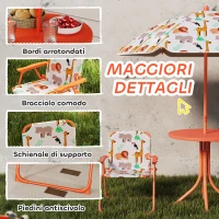 AIYAPLAY Set da Giardino per Bambini Tavolo da Picnic con Ombrellone Arancione(m-6)