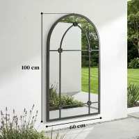 Outsunny Arched Mirror, Shatterproof Acrylic Windowpane Wall Mounted Mirror with Robust Metal Frame, 100 x 60 cm, Black(m-3)