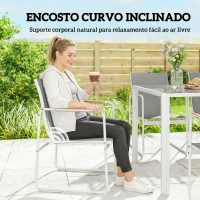 Outsunny Conjunto de Mesa e Cadeiras de Jardim de 7 Peças com Mesa de Vidro Temperado 6 Cadeiras e Estrutura em Aço Branco e Cinza(m-5)