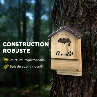 PawHut Lot de 3 Nichoirs Chauve Souris en Bois abri à chauves-souris 23 x 9,5 x 36,5 cm effet bois naturel(m-5)
