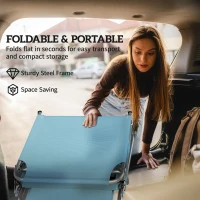 Outsunny Lot de 2 chaises longues pliantes inclinables avec pare-soleil 360°, ouverture visage, poche latérale et Textilene 550 g/m² bleu(m-5)