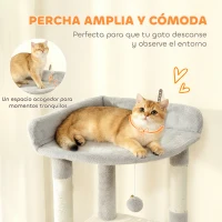 PawHut Árbol Rascador para Gatos Grande Altura 170 cm con 7 Postes 1 Túnel 3 Plataformas 2 Cuevas 1 Hamaca Gris Claro(m-5)