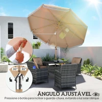 Outsunny Chapéu de Sol de Jardim Ø266x238 cm com Ângulo Ajustável Manivela e Dossel com Franjas Decorativas para Pátio Terraço Caqui(m-4)
