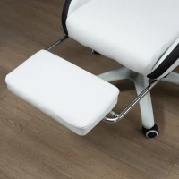 Vinsetto Computer Gaming Chair, PU Leather Office Desk Chair with Footrest, Swivel Wheels, 135° Reclining Back, Lumbar Support, Headrest for Home, White and Black(m-14)